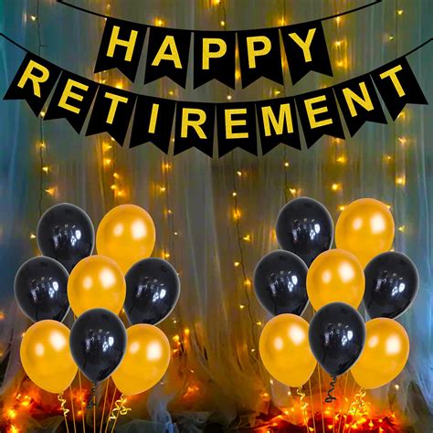 Buy Party Propz Big Happy Retirement Decorations - 32 Pcs Black and ...