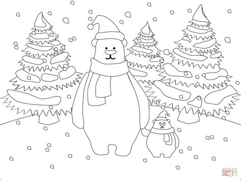 Christmas Polar Bear Coloring Page