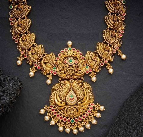 Traditional Antique Gold Peacock Necklace Designs