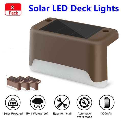 8 Pcs Solar Deck Lights, Bronze Finished Waterproof Led Solar Lamp for Outdoor Pathway, Yard ...
