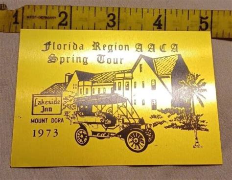 Florida Region AACA Spring Tour 1973 Car Badge Lakeside Inn Mount Dora | eBay