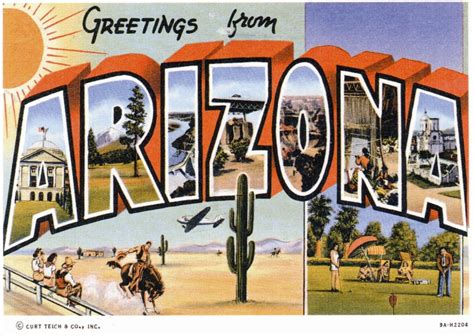 Greetings from #Arizona - vintage postcard | Vintage postcards, Travel ...