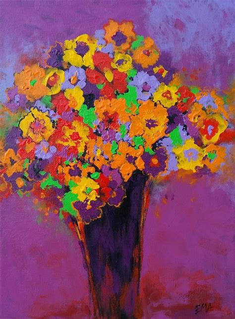 SPRING MADNESS, 30x40cm, spring flowers abstract painting (2018 ...