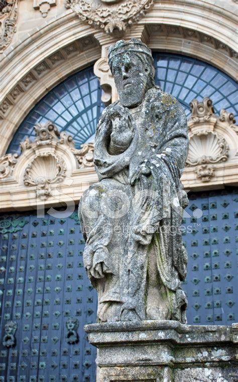 Weathered Statue Of Saint James At Cathedral In Spain Stock Photo ...