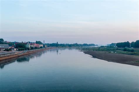 View of Oder River from Border Bridge between Poland and German ...