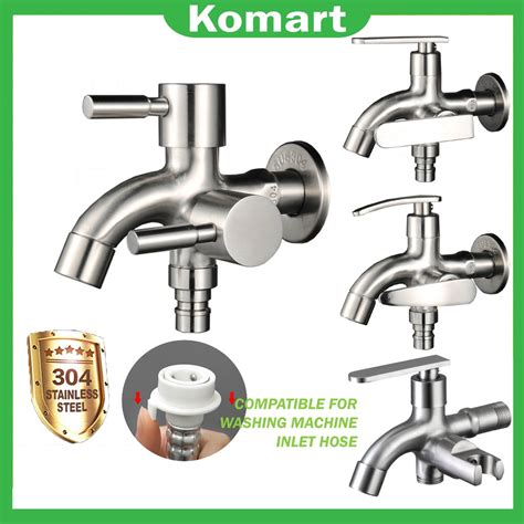 SUS304 Stainless Steel Two Way Tap For Washing Machine Inlet Hose Bathroom Toilet Kitchen Water ...