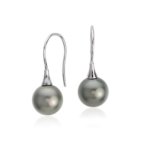 Tahitian Cultured Pearl Drop Earrings in 18k White Gold (8mm) | Blue Nile