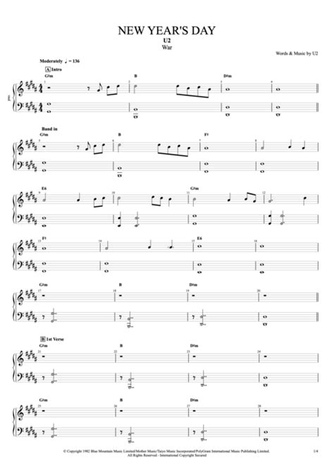 New Year's Day Tab by U2 (Guitar Pro) - Full Score | mySongBook