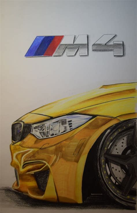 BMW M4 Drawn by Munich Car Drawing With Markers and Pencils | Cool car drawings, Bmw m4, Bmw sketch