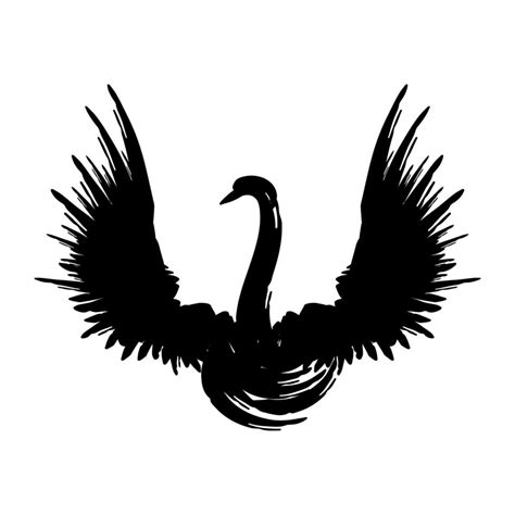 Black Swan Logo. Swan Silhouette with wings. Vector ink illustration. 10840993 Vector Art at ...