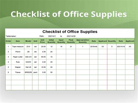 Office Supplies Sample List at Annie Sickles blog