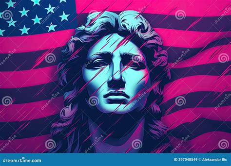 American Flag with Statue of Liberty. Generative Ai Stock Image - Image ...