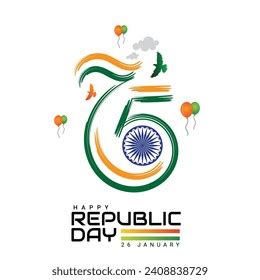 Indian 75th Republic Day Logo Greeting Stock Vector (Royalty Free) 2408838729 | Shutterstock