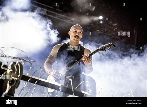 The Norwegian black metal band Mayhem performs a live concert at the Sweden Rock Festival 2016 ...