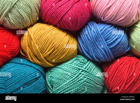 Balls of Colorful Yarn cotton wool synthetic fibers Stock Photo: 2263851 - Alamy