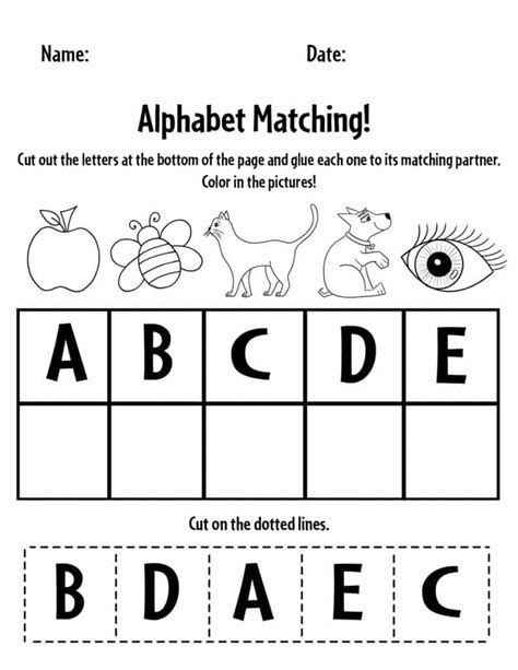 Free Alphabet Matching A-Z Worksheets for Preschool ⋆ The Hollydog Blog