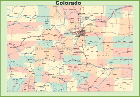 Map of Colorado with cities and towns