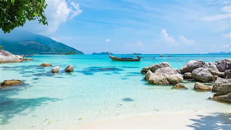 Wallpaper Tropics landscape, sea, beach, boat, summer 3840x2160 UHD 4K ...