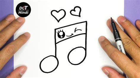 HOW TO DRAW A CUTE MUSIC NOTE, STEP BY STEP - YouTube