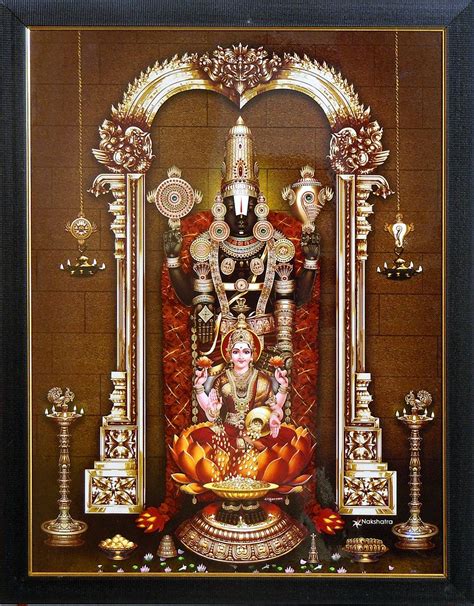 Lord Balaji with Lakshmi on Laminated Board - 20.5 x 16 inches