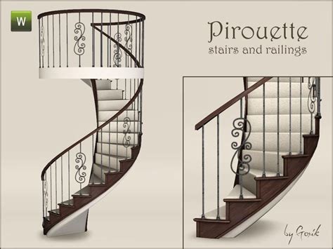 Gosik's Pirouette spiral stairs and railings | Sims, Sims 4, Sims 4 house building