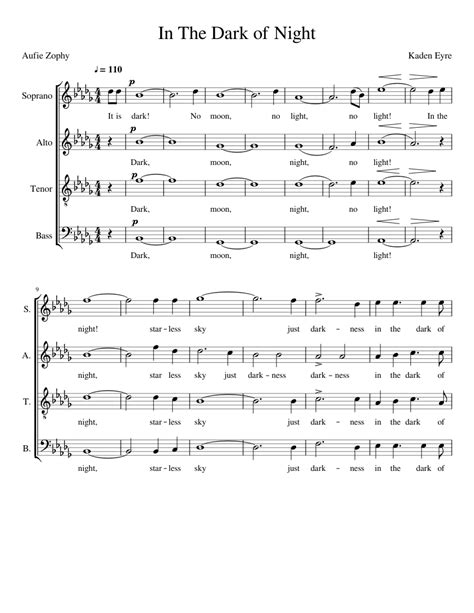 In The Dark of Night Sheet music for Voice Soprano, Voice Tenor, Voice Alto, Voice Bass (Choral ...