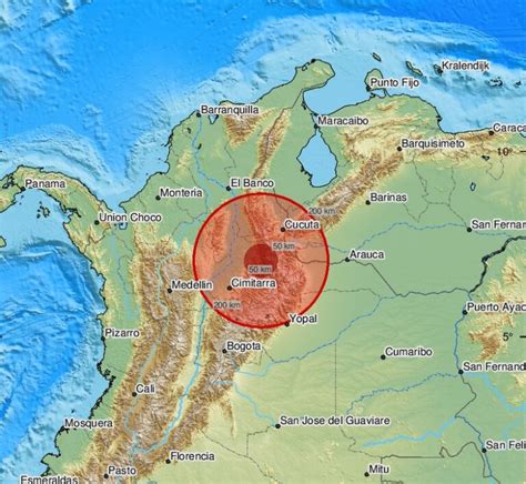 PHOTO Map Showing Where Earthquake Was In Colombia