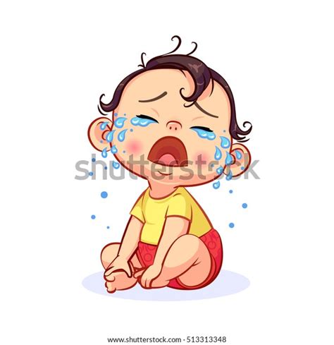 Caricatura sentada y llorando niño pequeño: vector de stock (libre de regalías) 513313348 ...