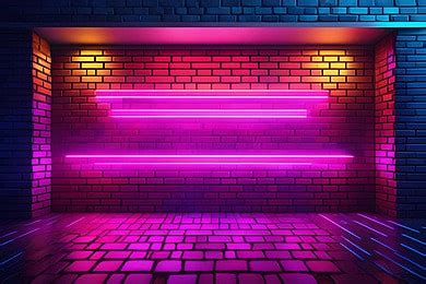 Modern Double Colors Neon Lights On Brick Background Sharp Eyes, Modern Double Colors, Modern ...