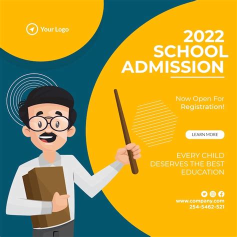 Premium Vector | Creative school admission banner design template