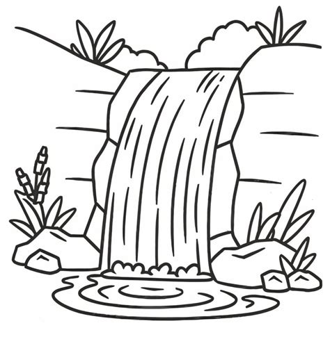 Cute Waterfall coloring page - Download, Print or Color Online for Free