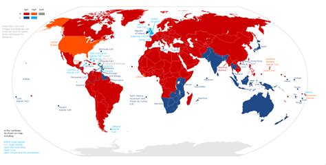 Countries driving on the left or right side of the road [2000x1015 ...