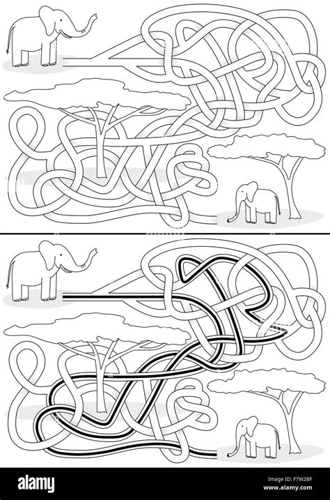 Elephant maze Stock Vector Image & Art - Alamy