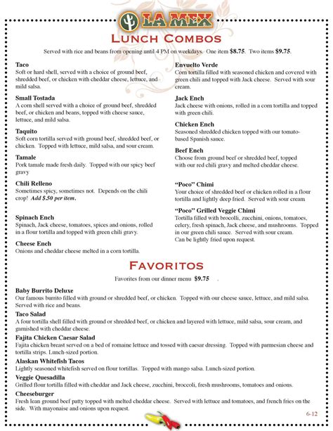 La Mex Menu, Menu for La Mex, Spenard, Anchorage - Urbanspoon/Zomato