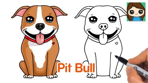 How to Draw a Pit Bull Puppy Dog Easy - YouTube