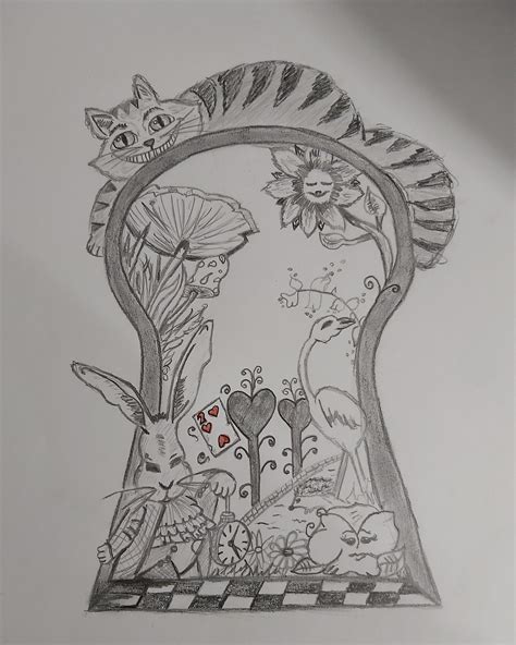 Alice in Wonderland themed drawing I did a few days back : r/drawing