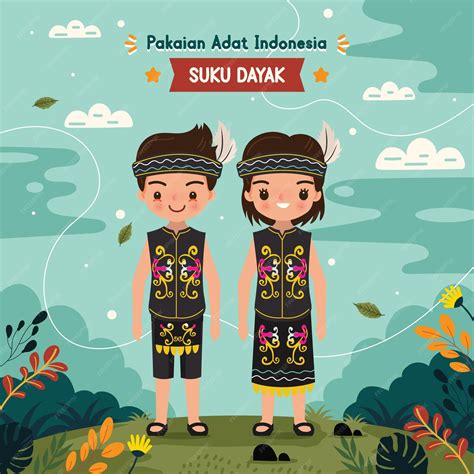 Premium Vector | Baju adat Indonesia Suku Dayak