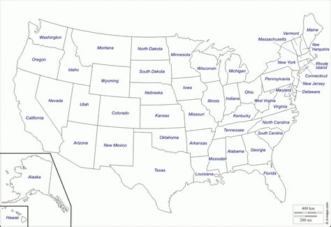 Usa Map With State Names Printable