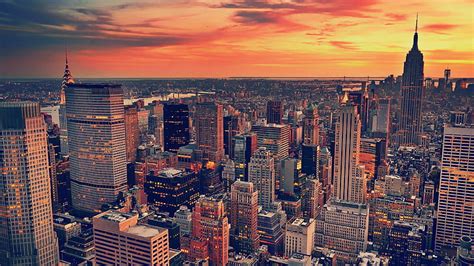 HD wallpaper: new york city, sunset, united states, usa, sky, skyscrapers | Wallpaper Flare