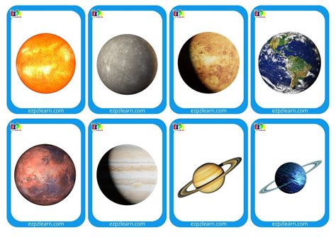 Solar System Planets Mini Cards For Kids Free PDF - Ezpzlearn.com