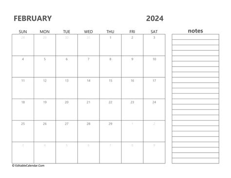 February 2024 Printable Calendar with Holidays