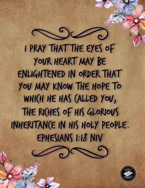 Ephesians 1:18 NIV - Bible Verse Image about Hope and Enlightenment ...