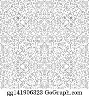 5 Art For Coloring Book With Starry Tile Pattern Clip Art | Royalty Free - GoGraph