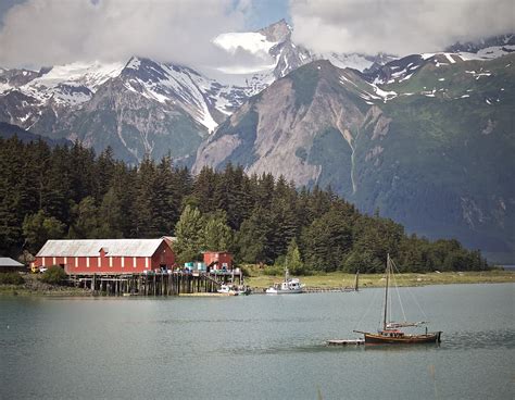 Free download | HD wallpaper: sailboat, haines, alaska, glacier, fishing, cannery, mountain ...