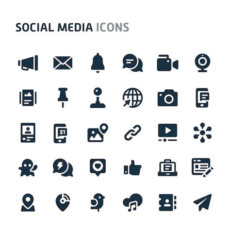 Premium Vector | Social Media Icon Set. Fillio Black Icon Series.