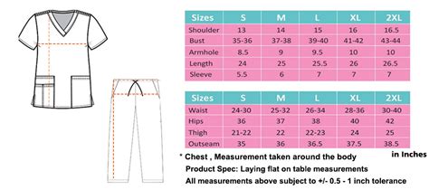 Scrub Suit Size Chart