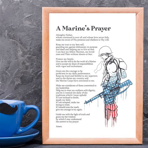 A Marine's Prayer US Marine Corps Marine's Gift American Soldier Army Wall Art Minimalist Print ...