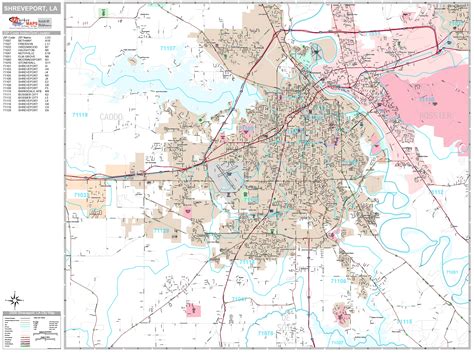 Shreveport Louisiana Wall Map (Premium Style) by MarketMAPS - MapSales