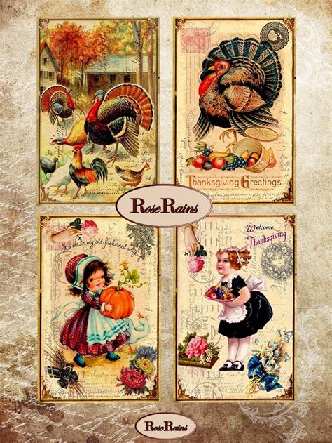 Vintage Thanksgiving Postcards Set of 4 Popular Cards for Your - Etsy