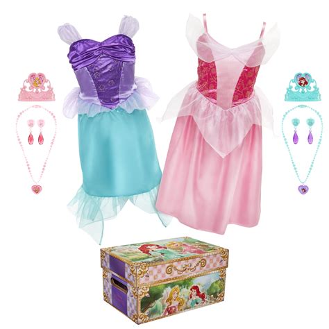 Disney Princess Ariel and Sleeping Beauty Aurora Dress Up and Pretend Play Trunk includes over ...